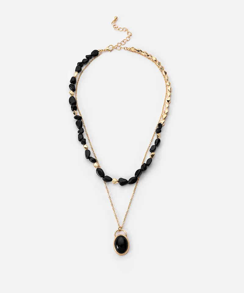 ابيكول Mixed Stone Layered Necklace